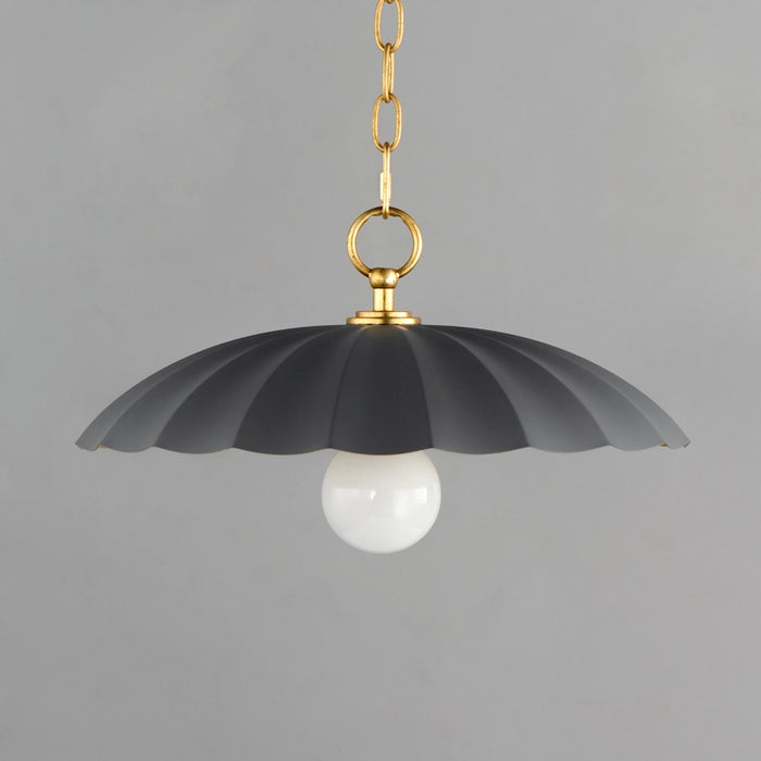 Maxim Lighting Primrose 1 Light Pendant, Dark Grey/Gold Leaf