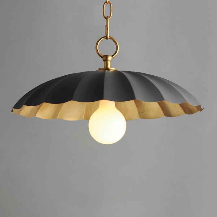 Maxim Lighting Primrose 1 Light Pendant, Dark Grey/Gold Leaf