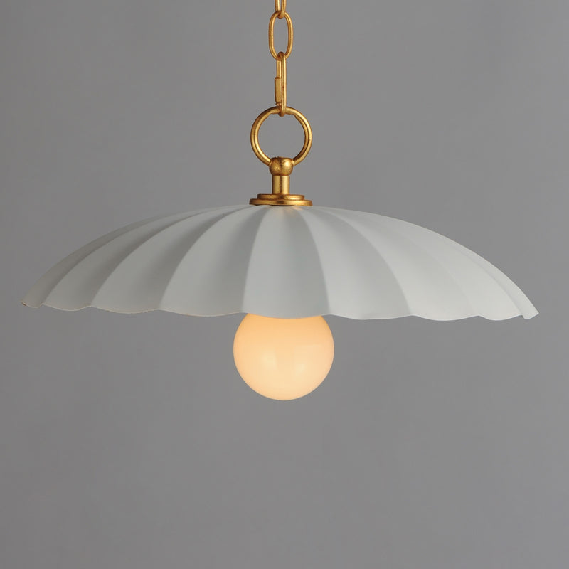 Maxim Lighting Primrose 16in 1-Light Pendant | Matte White and Gold Leaf Metal | Kitchen Island & Dining Room | 16 x 16 x 9 in | Model 18055MWGL