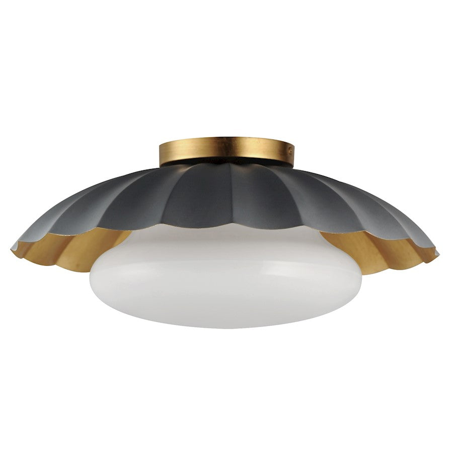 Maxim Lighting Primrose 1 Light Flush Mount, Dark Grey/Gold Leaf - 18059DGGL