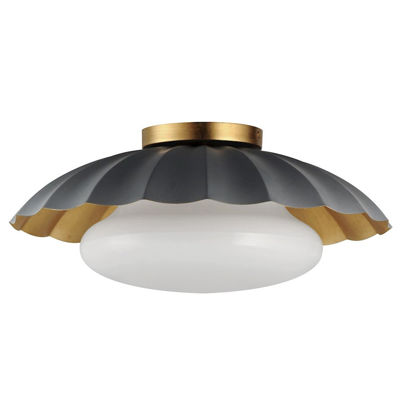 Maxim Lighting Primrose 1 Light Flush Mount, Dark Grey/Gold Leaf