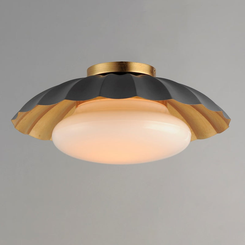 Maxim Lighting Primrose 1 Light Flush Mount, Dark Grey/Gold Leaf