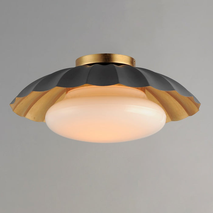 Maxim Lighting Primrose 1 Light Flush Mount, Dark Grey/Gold Leaf