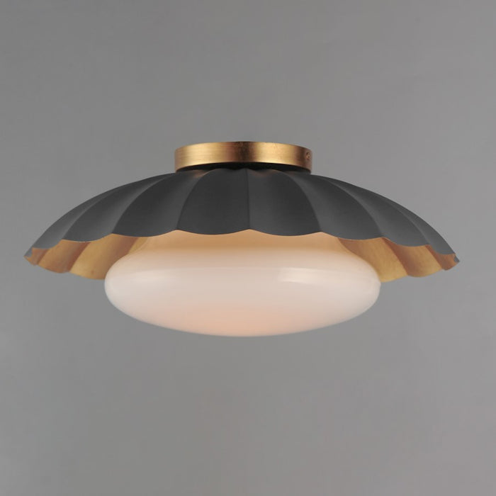 Maxim Lighting Primrose 1 Light Flush Mount, Dark Grey/Gold Leaf