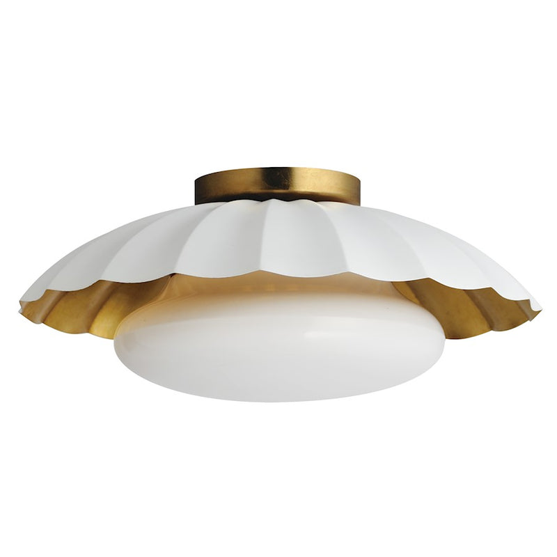 Maxim Lighting Primrose 1 Light Flush Mount, Matte White/Gold Leaf