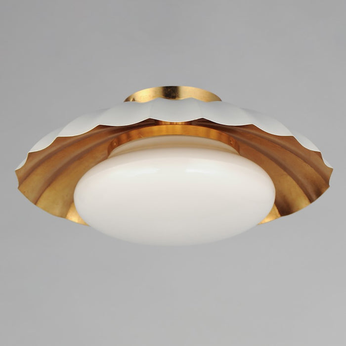 Maxim Lighting Primrose 1 Light Flush Mount, Matte White/Gold Leaf