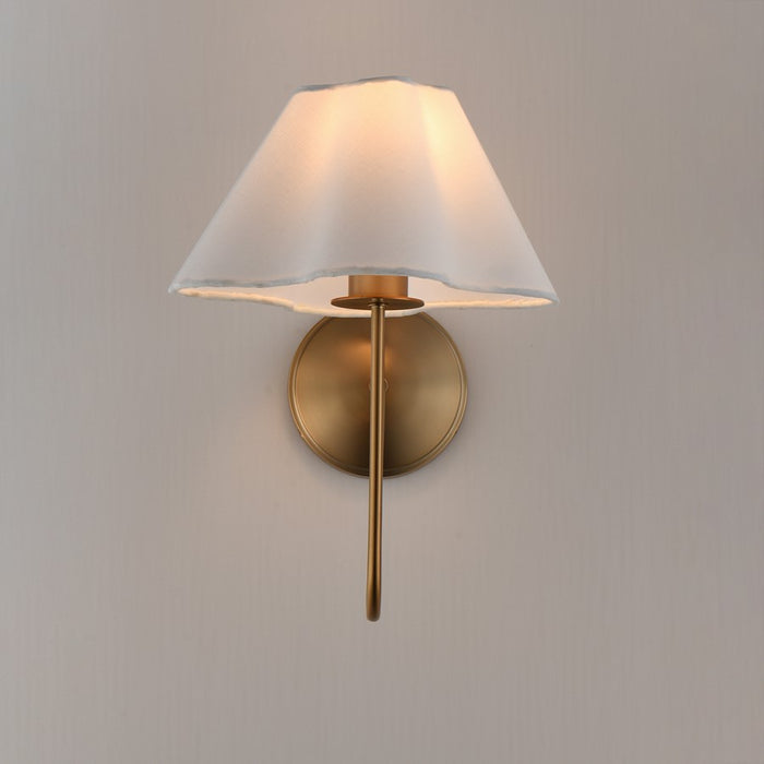 Maxim Lighting Saxon 1Lt 14.5" Wall Sconce, Aged Brass/White