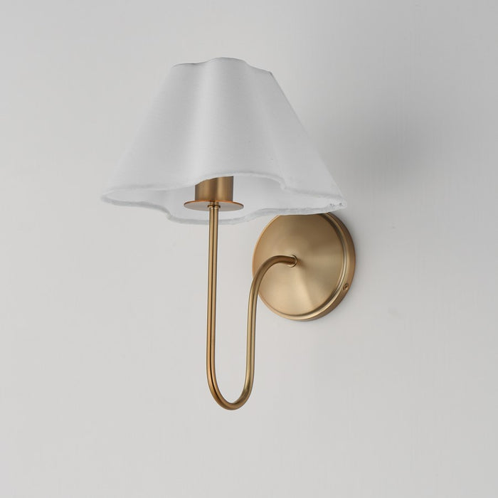 Maxim Lighting Saxon 1Lt 14.5" Wall Sconce, Aged Brass/White