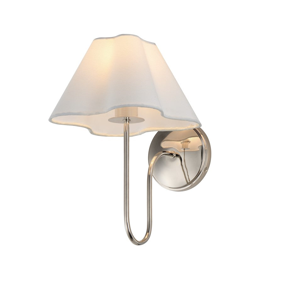 Maxim Lighting Saxon 1Lt 14.5" Wall Sconce, Polished Nickel/White - 18100WTPN