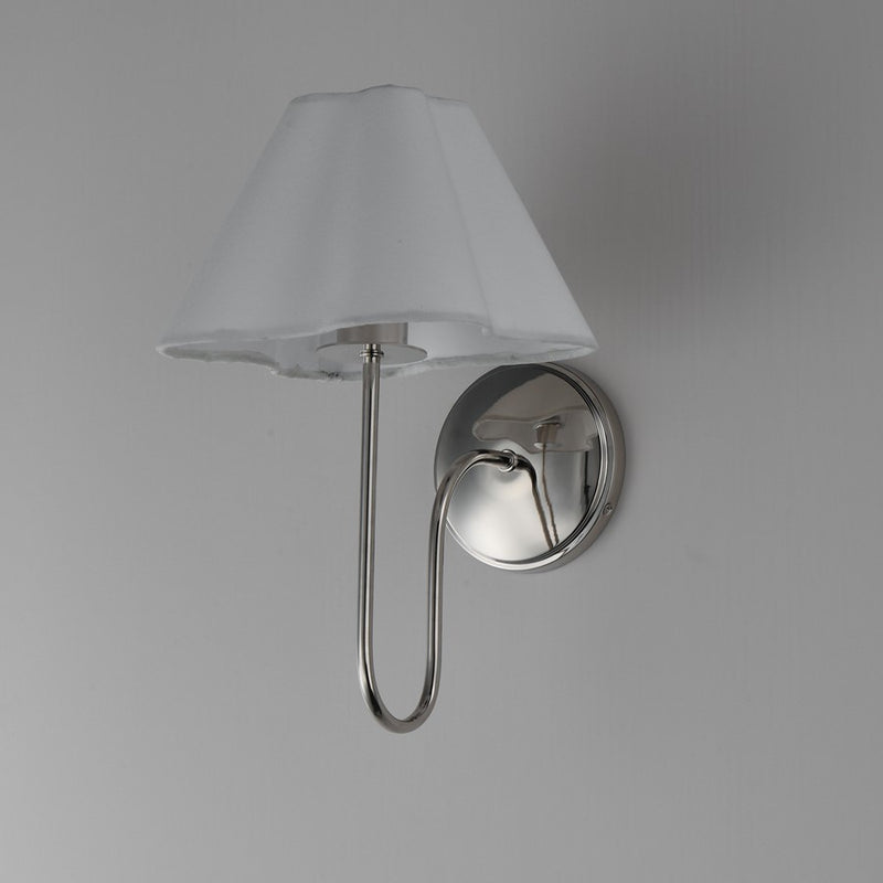 Maxim Lighting Saxon 1Lt 14.5" Wall Sconce, Polished Nickel/White