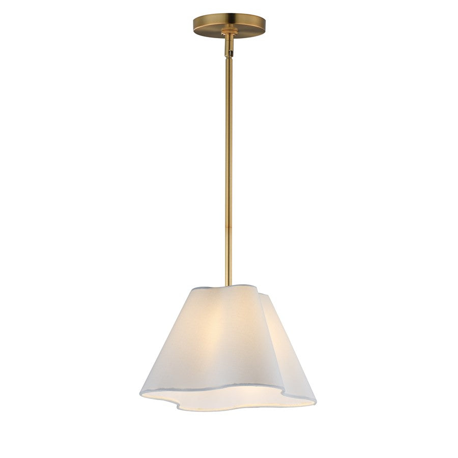 Maxim Lighting Saxon 1Lt 9" Single Pendant, Aged Brass/White - 18101WTNAB