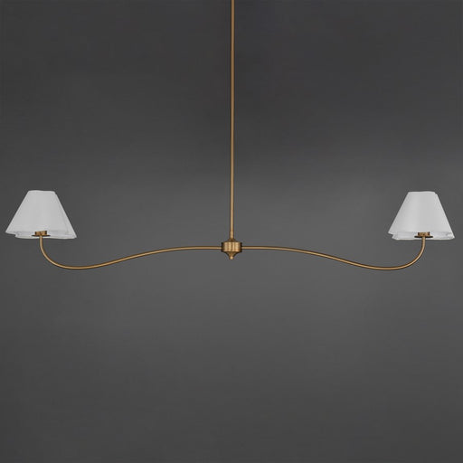 Maxim Lighting Saxon 2Lt 10.25" Linear Pendant, Aged Brass/White