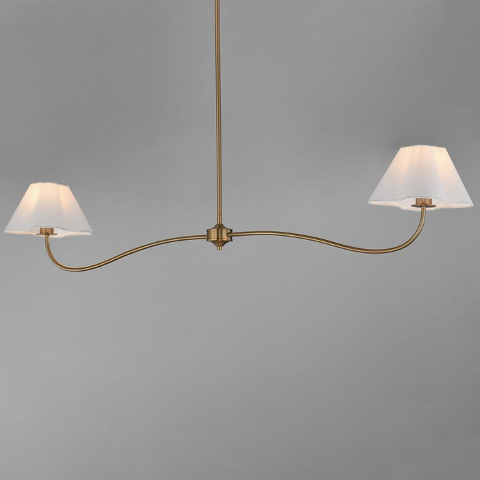 Maxim Lighting Saxon 2Lt 10.25" Linear Pendant, Aged Brass/White