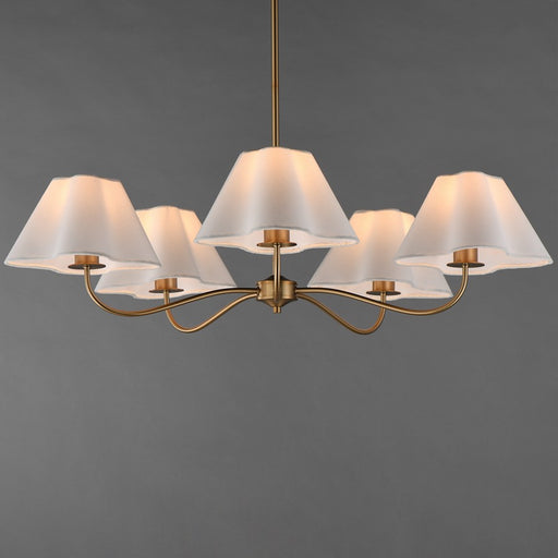 Maxim Lighting Saxon 5Lt 9.25" Chandelier, Natural Aged Brass/White