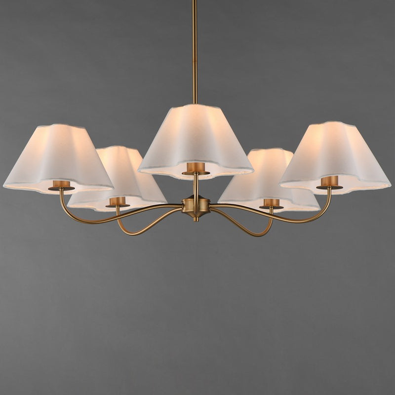 Maxim Lighting Saxon 5Lt 9.25" Chandelier, Natural Aged Brass/White