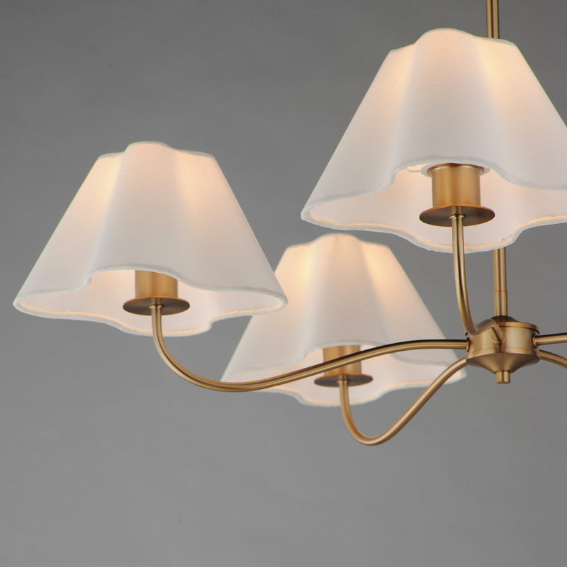 Maxim Lighting Saxon 5Lt 9.25" Chandelier, Natural Aged Brass/White