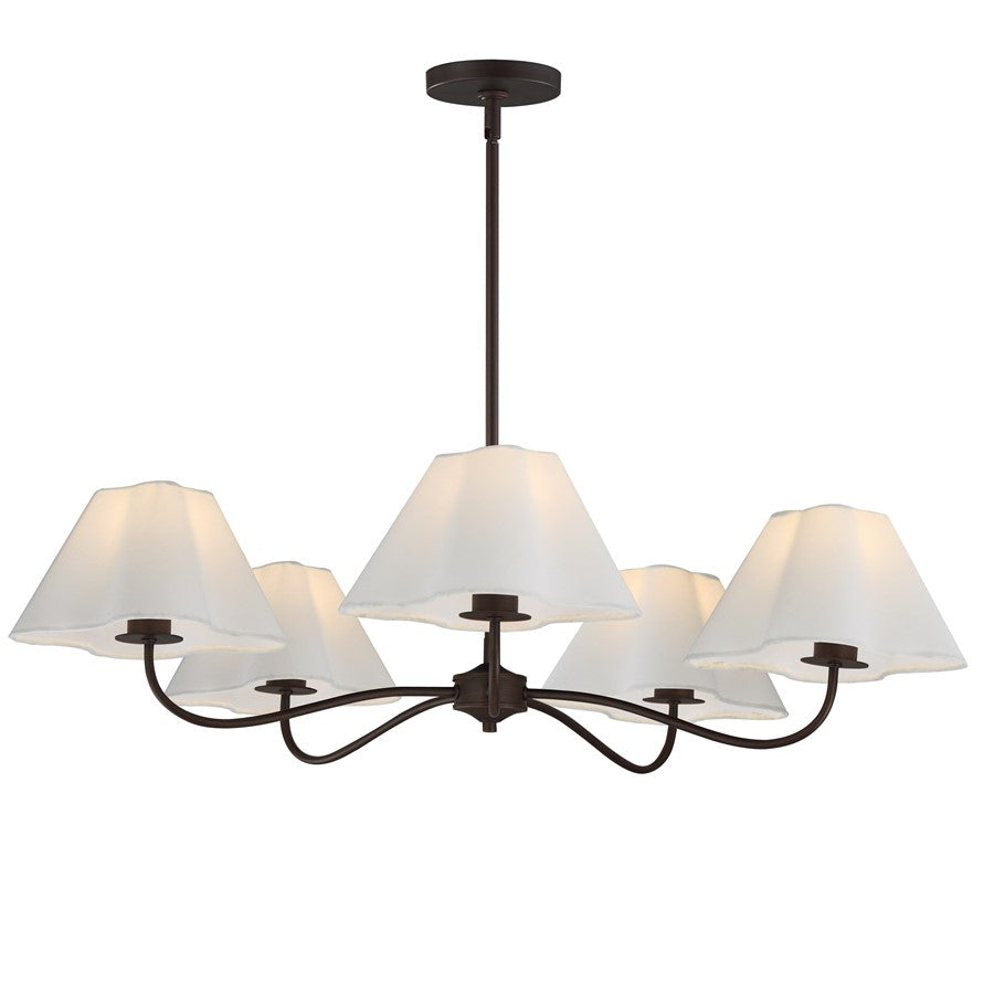 Maxim Lighting Saxon 5Lt 9.25" Chandelier, Oil Rubbed Bronze/White - 18105WTOI