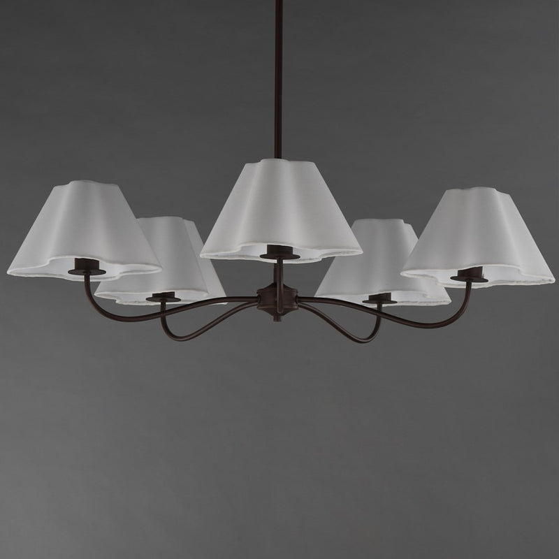 Maxim Lighting Saxon 5Lt 9.25" Chandelier, Oil Rubbed Bronze/White