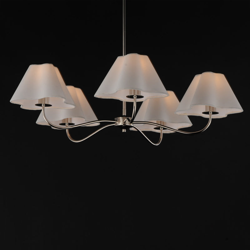 Maxim Lighting Saxon 5 Light 9.25" Chandelier, Polished Nickel/White