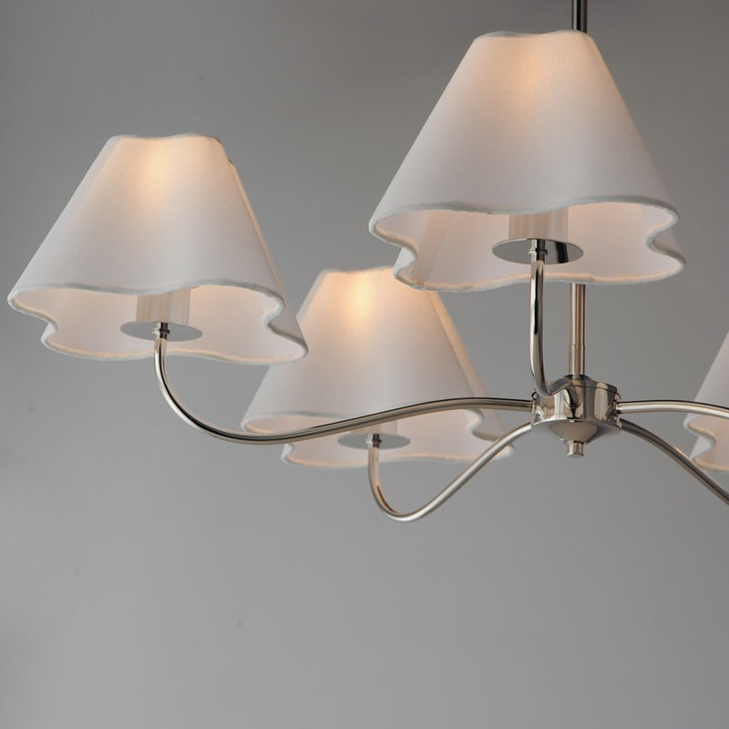 Maxim Lighting Saxon 5 Light 9.25" Chandelier, Polished Nickel/White