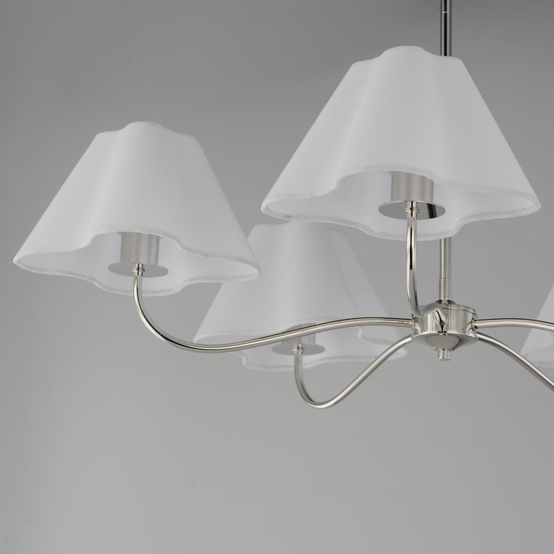 Maxim Lighting Saxon 5 Light 9.25" Chandelier, Polished Nickel/White