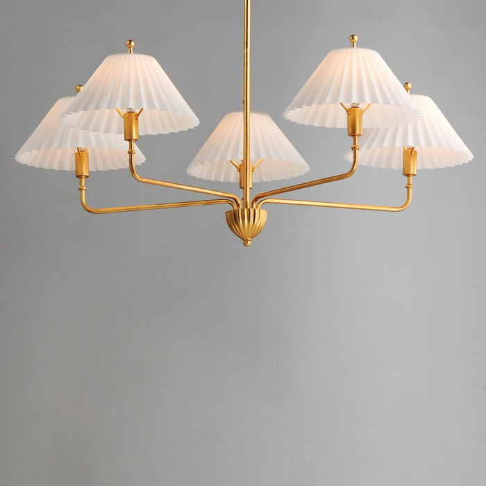 Maxim Lighting Kismet 5 Light Chandelier, Gold Leaf/Satin White