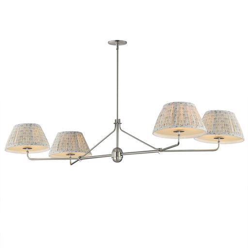 Maxim Lighting Dunbridge 62in 4-Light Chandelier | Traditional Weathered Brass and Off-White Linen | Dining Room & Foyer | Model 18414BWPN