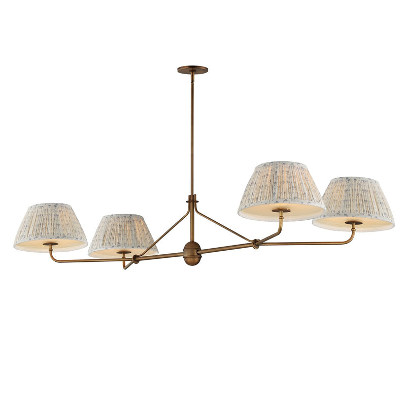 Maxim Lighting Dunbridge 4Lt 11" Linear Pendant, Blue Wht/Brs