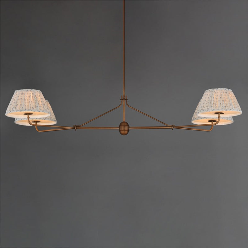 Maxim Lighting Dunbridge 4Lt 11" Linear Pendant, Blue Wht/Brs