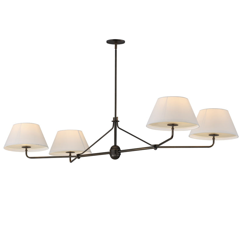 Maxim Lighting Dunbridge 4Lt 11" Linear Pendant, Wht/Antique Bronze