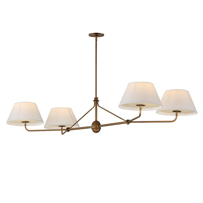 Maxim Lighting Dunbridge 4Lt 11" Linear Pendant, Wht/Weathered Brs - 18414OFWBR