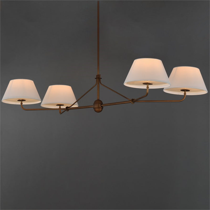 Maxim Lighting Dunbridge 4Lt 11" Linear Pendant, Wht/Weathered Brs