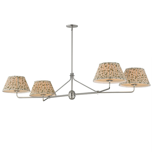 Maxim Lighting Dunbridge 62in 4-Light Chandelier | Traditional Weathered Brass and Off-White Linen | Dining Room & Foyer | Model 18414OWPN