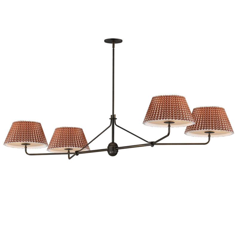 Maxim Lighting Dunbridge 4Lt 11" Linear Pendant, Beige/Bronze