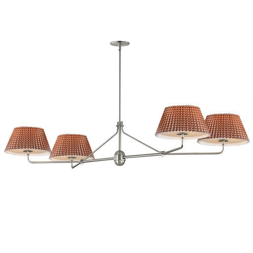 Maxim Lighting Dunbridge 62in 4-Light Chandelier | Traditional Polished Nickel and Off-White Fabric | Dining Room & Foyer | Model 18414RBPN