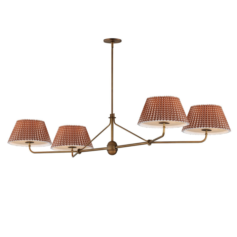 Maxim Lighting Dunbridge 62in 4-Light Chandelier | Traditional Antique Bronze and Off-White Fabric | Dining Room & Foyer | Model 18414RBWBR