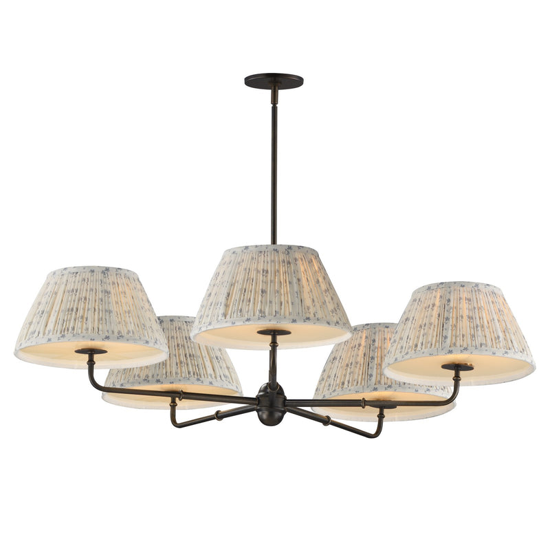 Maxim Dunbridge 42in 5-Light Chandelier | Traditional Antique Bronze and Off-White Fabric | Dining Room & Living Room | Model 18415BWANB
