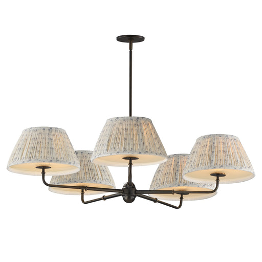 Maxim Dunbridge 42in 5-Light Chandelier | Traditional Antique Bronze and Off-White Fabric | Dining Room & Living Room | Model 18415BWANB
