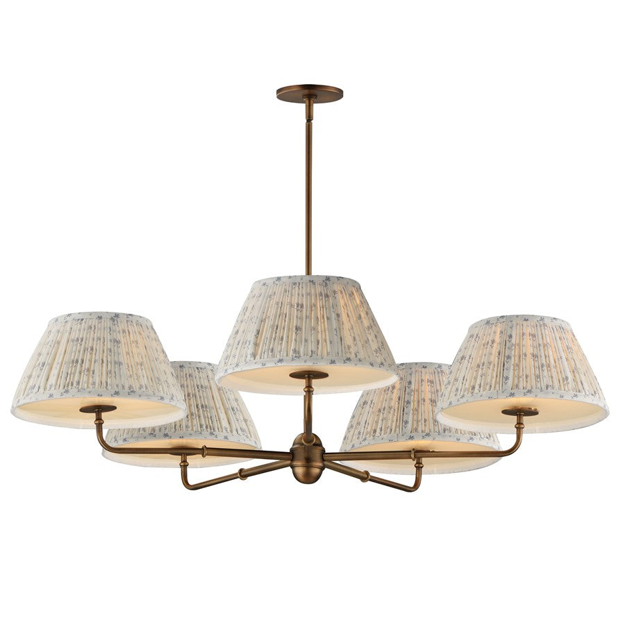 Maxim Lighting Dunbridge 5Lt 10.75" Chandelier, Blue Wht/Brs - 18415BWWBR