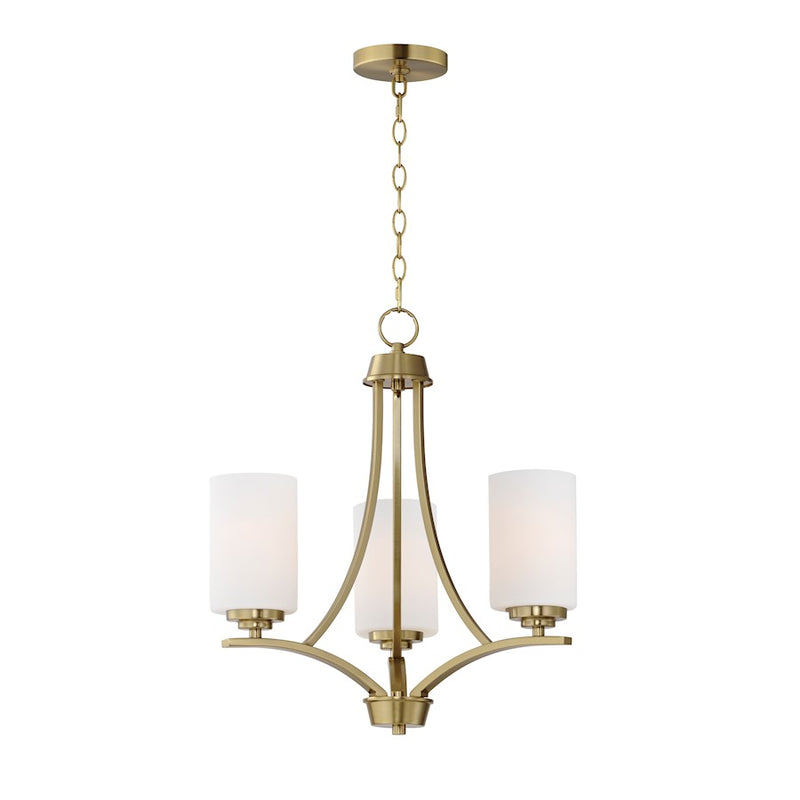 Maxim Deven 3 Light Mini Chandelier, Satin Brass/Satin White
