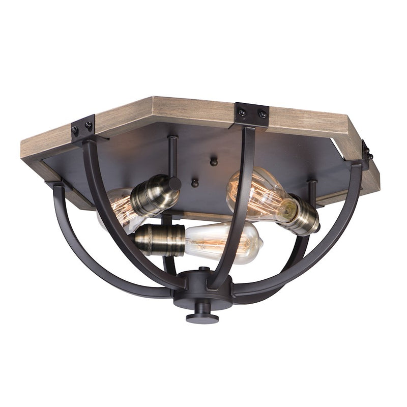 Maxim Lighting Lodge-Flush Mount, Weathered Oak/Bronze