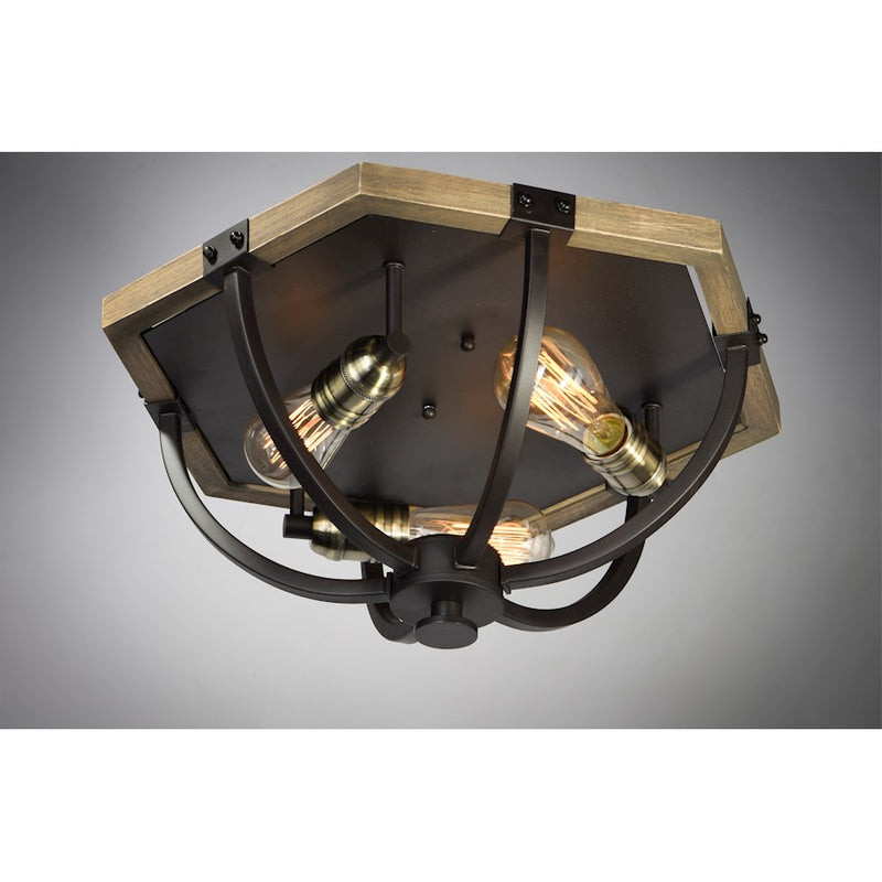 Maxim Lighting Lodge-Flush Mount, Weathered Oak/Bronze