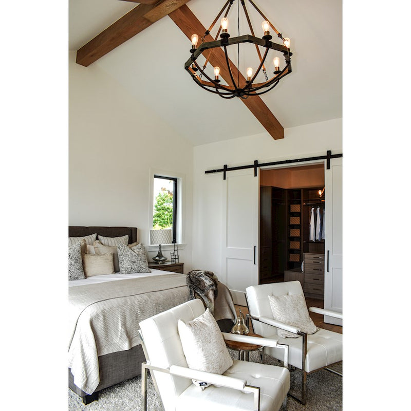 Maxim Lighting Lodge 8 Light Chandelier, Weathered Oak/Bronze
