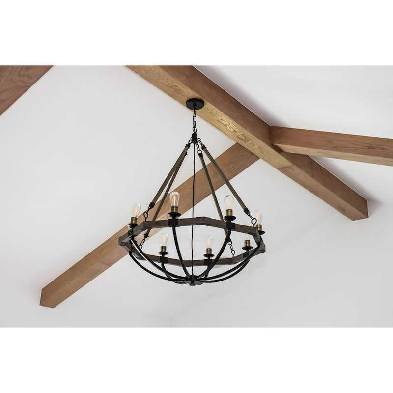 Maxim Lighting Lodge 8 Light Chandelier, Weathered Oak/Bronze