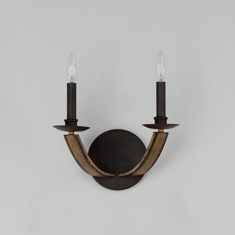 Maxim Lighting Basque 2 Light Wall Sconce, Driftwood/Anthracite