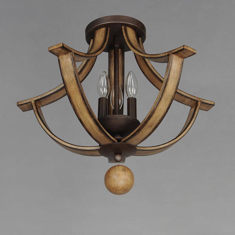 Maxim Lighting Basque 3 Light Semi-Flush Mount, Driftwood/Anthracite