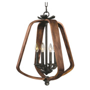 Maxim Road House 4-Light Chandelier, Barn Wood/Iron Ore