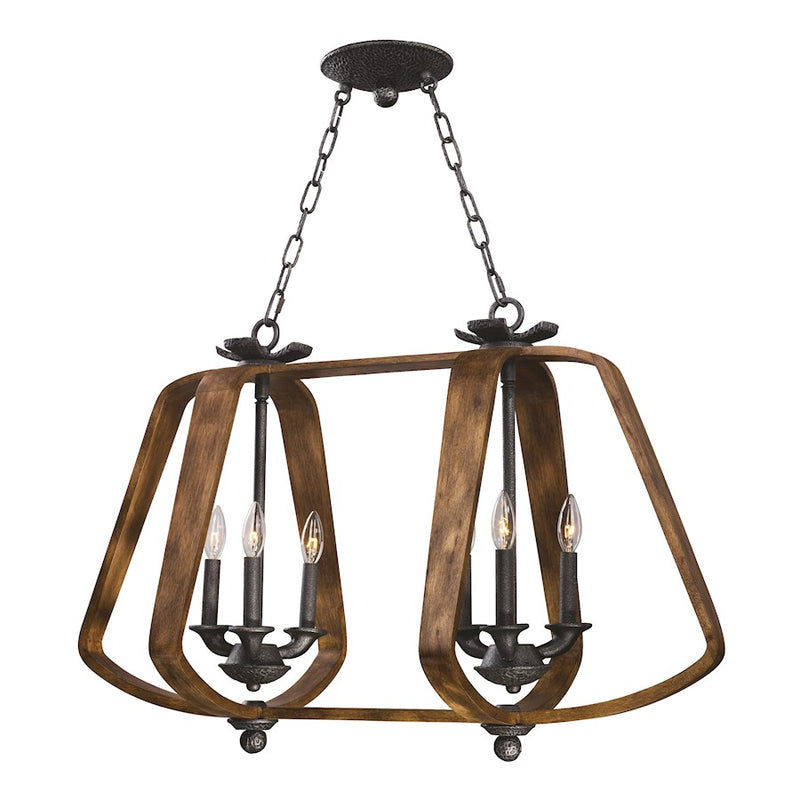 Maxim Road House 6-Light Chandelier, Barn Wood/Iron Ore