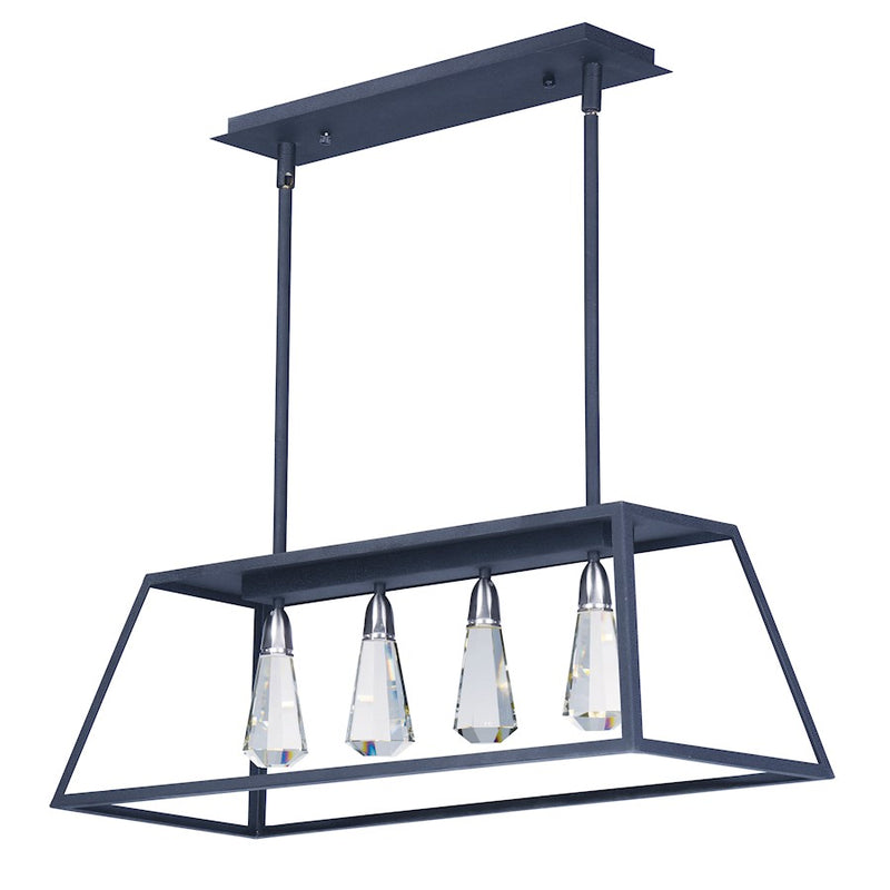 Maxim Lighting Silhouette 4-Light LED Linear Pendant, Black/Crystal