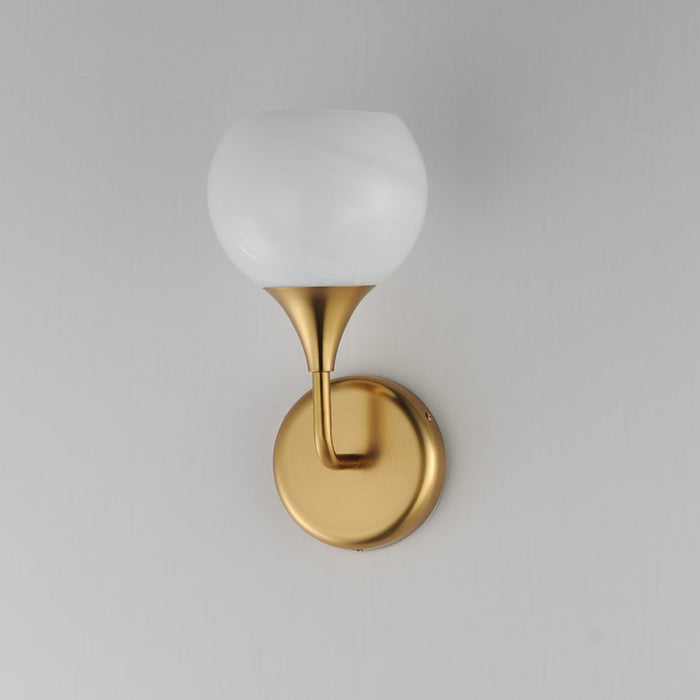 Maxim Lighting Neve 1 Light Wall Sconce, Natural Aged Brass/Marble